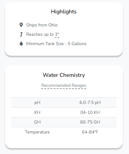 Example highlights on a listing