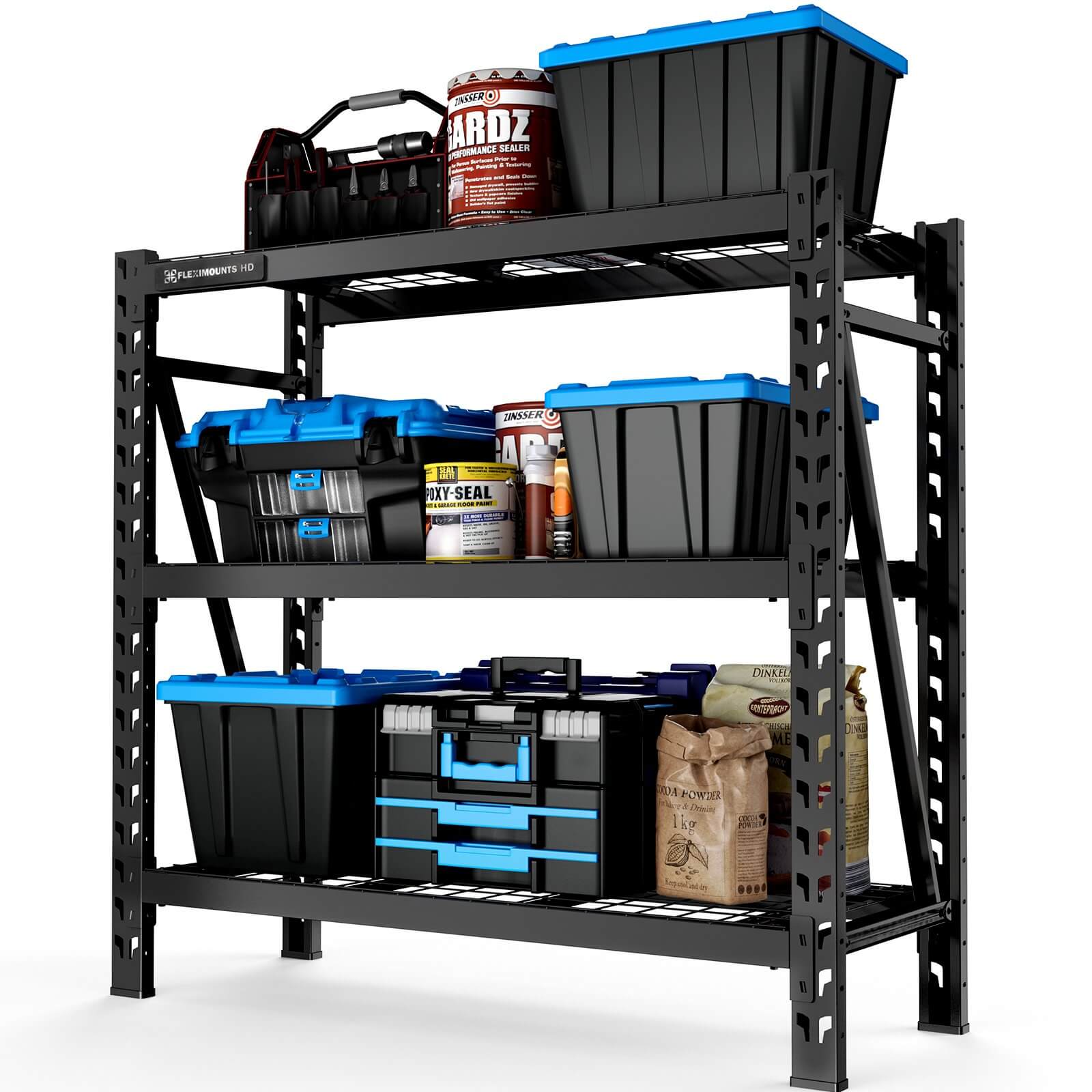 2 x 4 ft 3 Shelf Steel Wire Decks Storage Rack by FLEXIMOUNTS