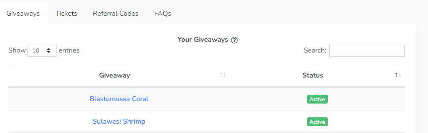 The Giveaways Tab